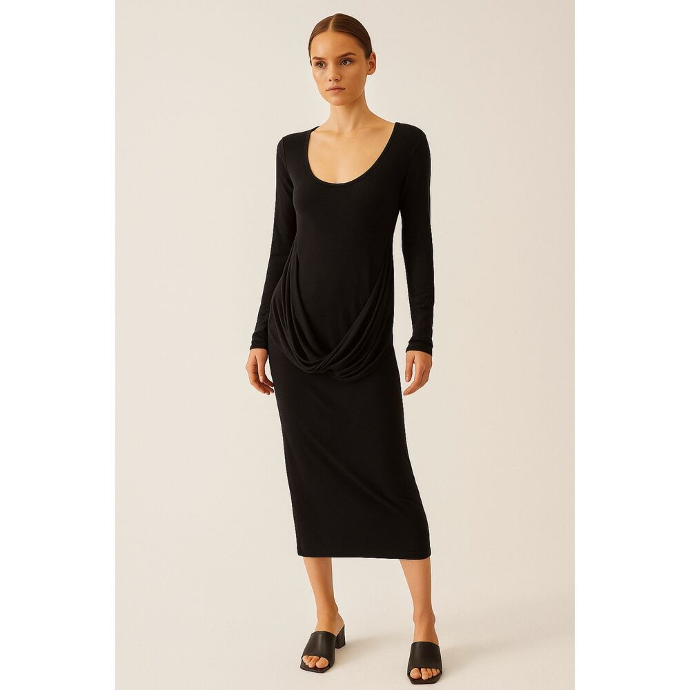 NWT  LNA Black Long Sleeve Aoife Midi Sweater Dress   Women's Size Small